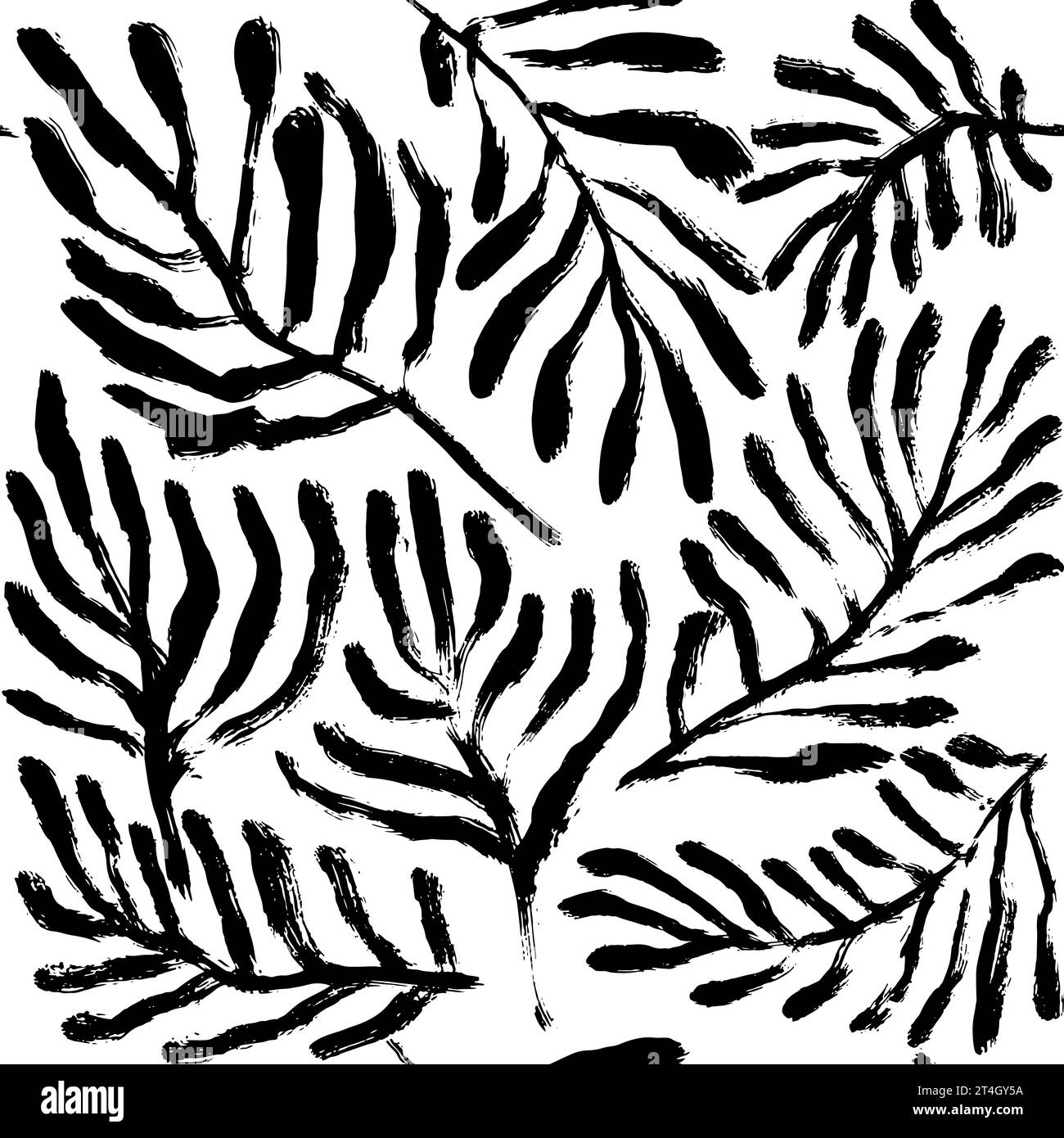 Dry Brush Tropic Leaves and Branches Seamless Pattern Stock Vector ...