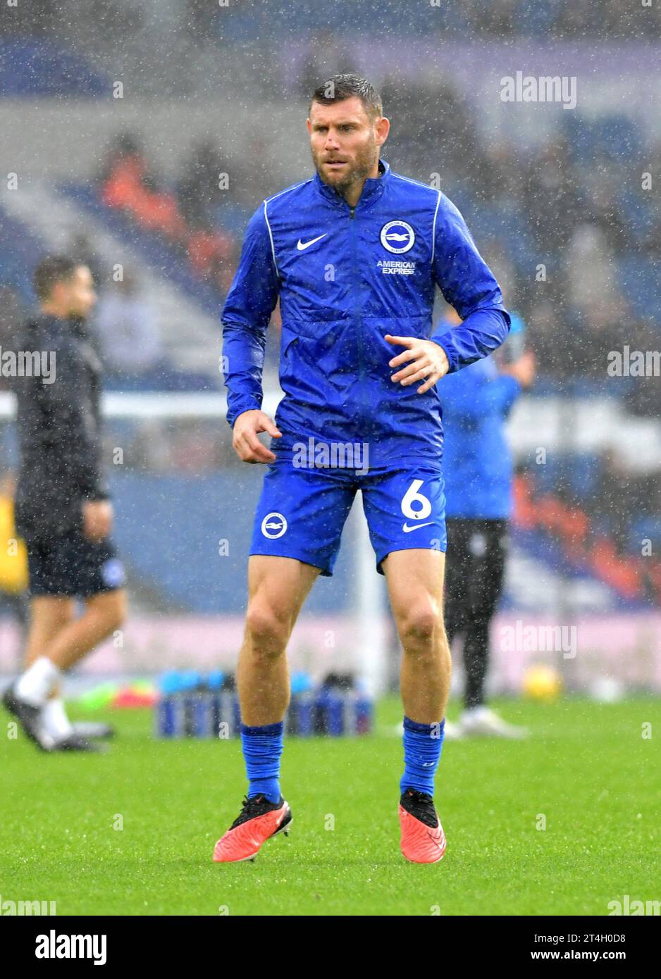 James Milner of Brighton warming up during the Premier League match between Brighton and Hove Albion and Fulham at the American Express Stadium  , Brighton , UK - 29th October 2023 Photo Simon Dack / Telephoto Images. Editorial use only. No merchandising. For Football images FA and Premier League restrictions apply inc. no internet/mobile usage without FAPL license - for details contact Football Dataco Stock Photo