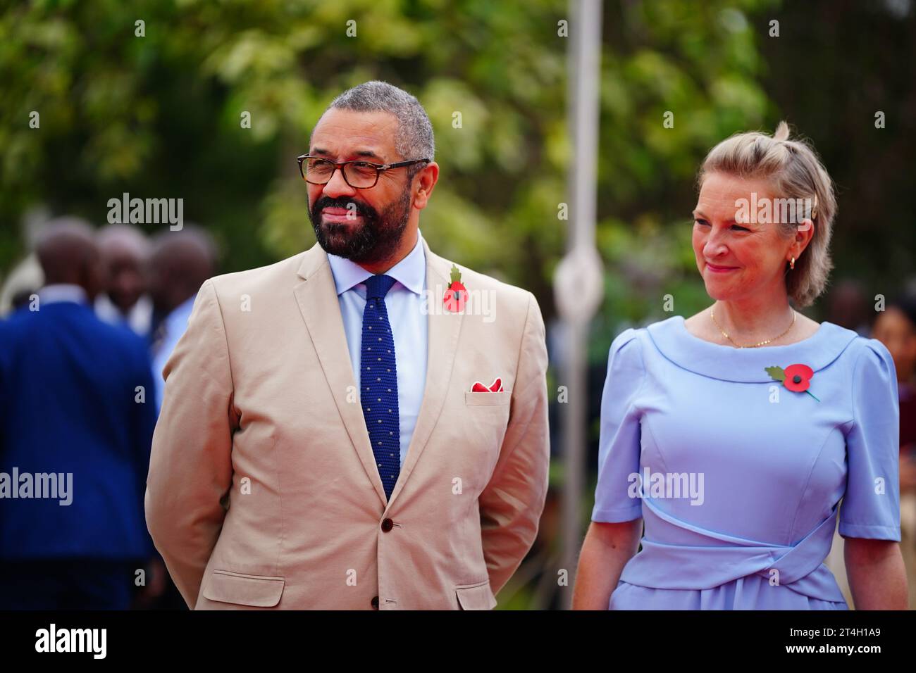 Foreign Secretary James Cleverly with his wife Susannah Cleverly waiting for the arrival of King