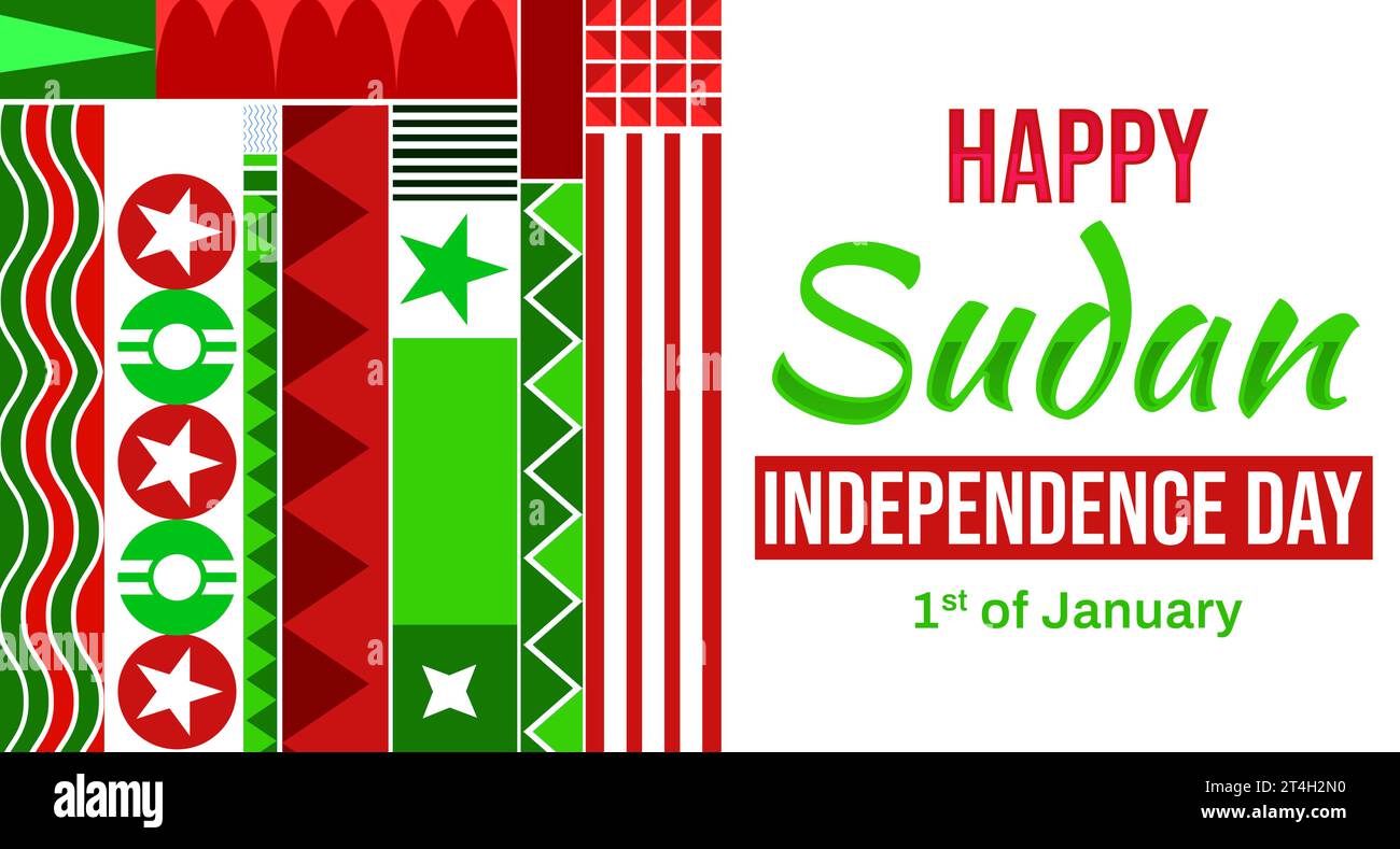 Sudan Independence Day banner design with typography on the side and ...