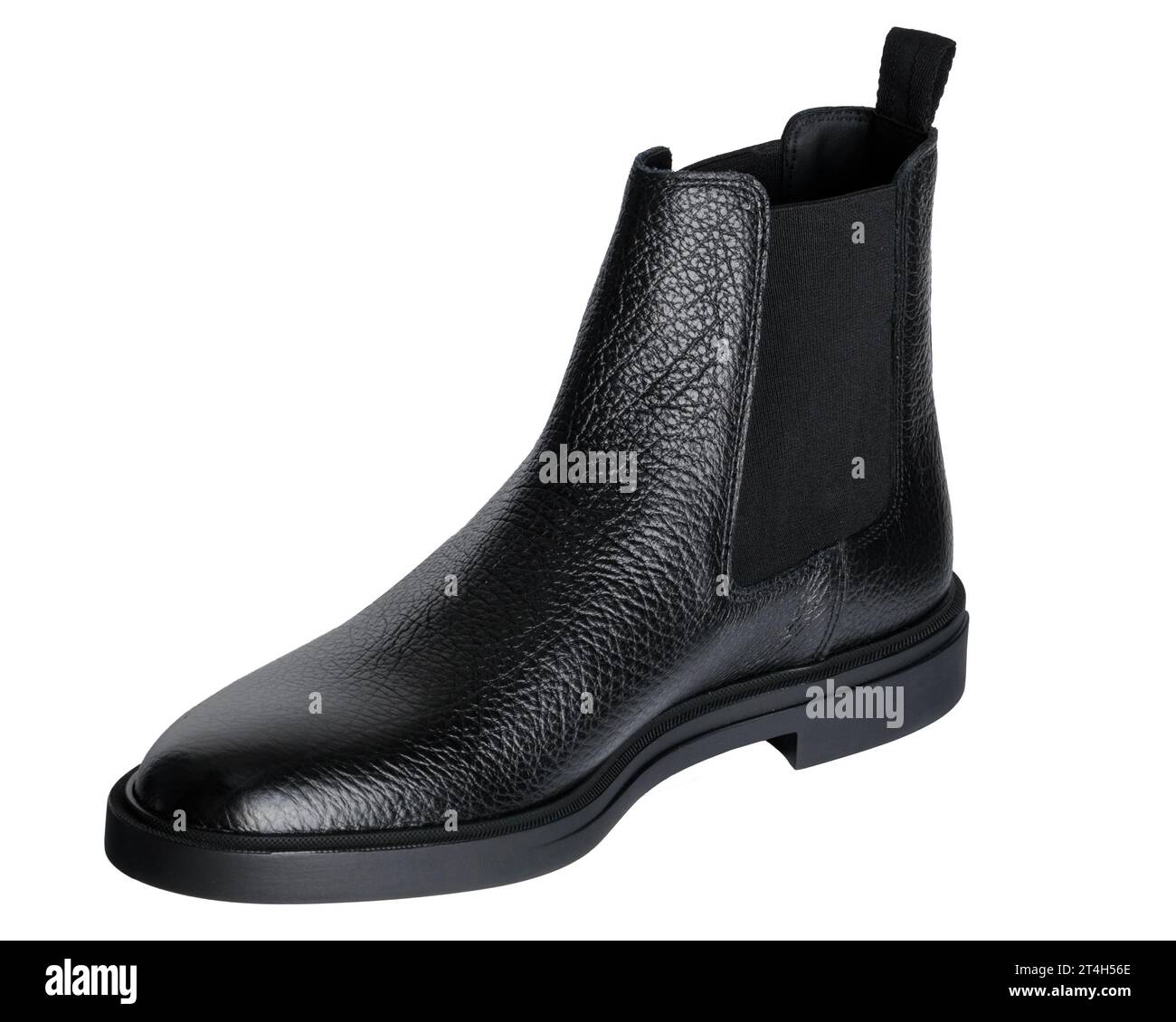 Stylish Men's Leather Chelsea Boots Isolated on White Background Stock