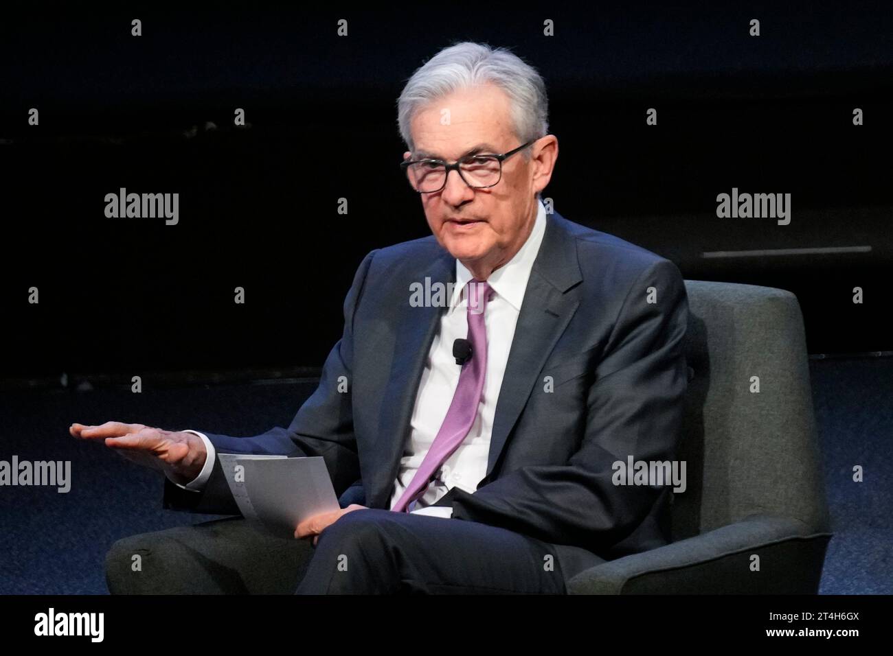 FILE - Federal Reserve Chairman Jerome Powell speaks at a meeting of ...
