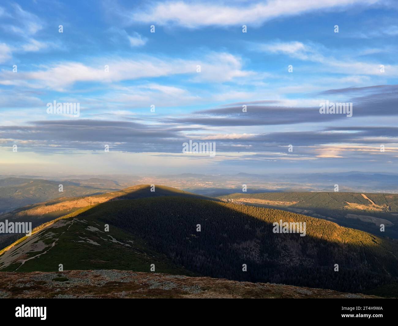 Shadow of Snezka Mountain at landscape, Krkonose (Giant Mountains), Czech Republic, October 21, 2023. (CTK Photo/Marek Spilka) Stock Photo
