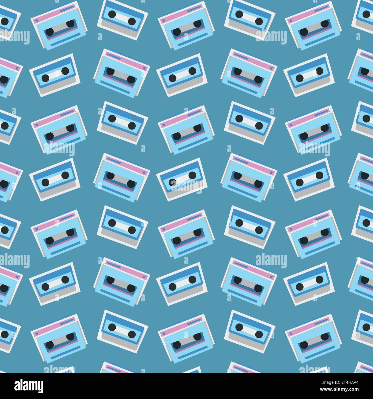 80s 90s cassette pattern, flat style, vector graphics, simple rock pattern, seamless pattern Stock Vector
