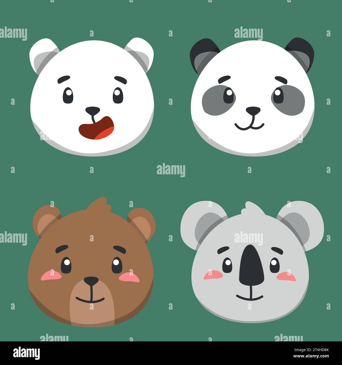 faces of bears vector, icons, koala, panda, polar bear Stock Vector