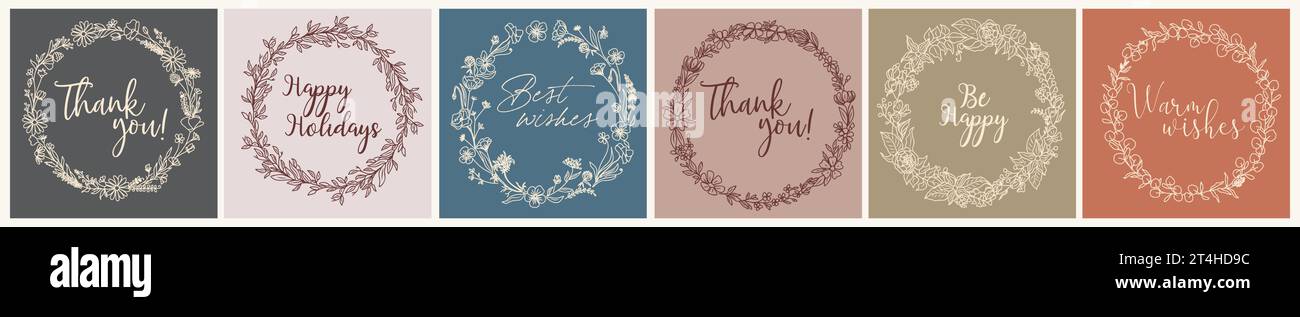 Set of elegant cards with vector floral wreath Stock Vector Image & Art ...