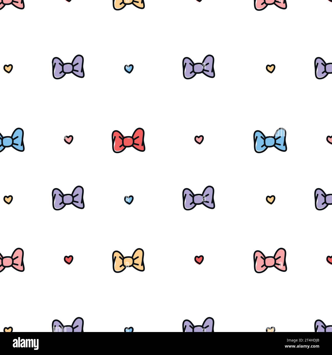 pattern colored bows on a transparent background, line style, for ...