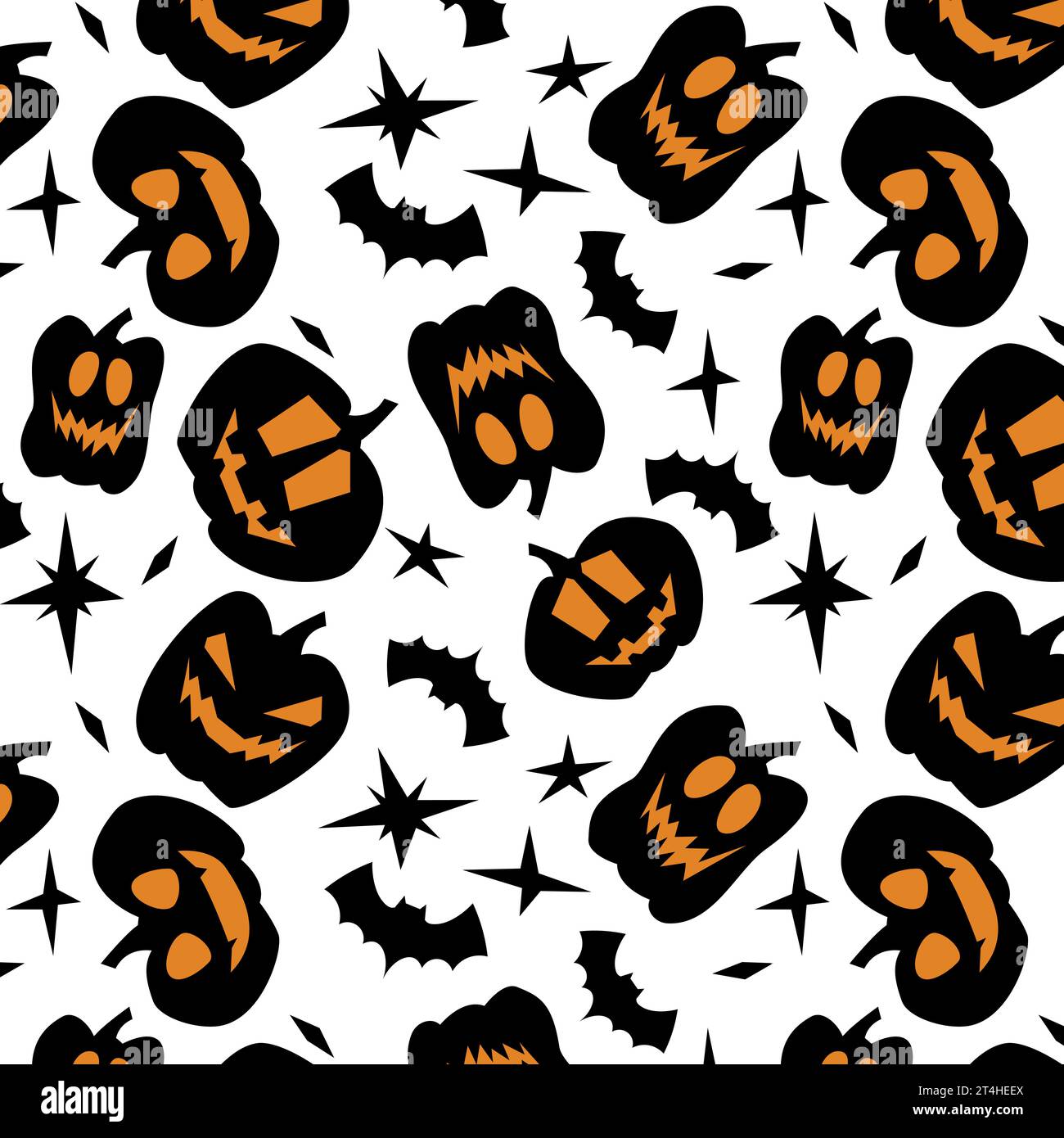 vector illustration of seamless pattern of pumpkins and bats and stars ...