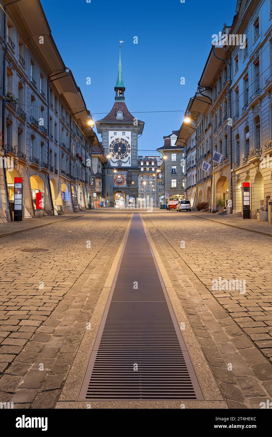 Bern, Switzerland with the Zytglogge clock tower at dawn. Stock Photo
