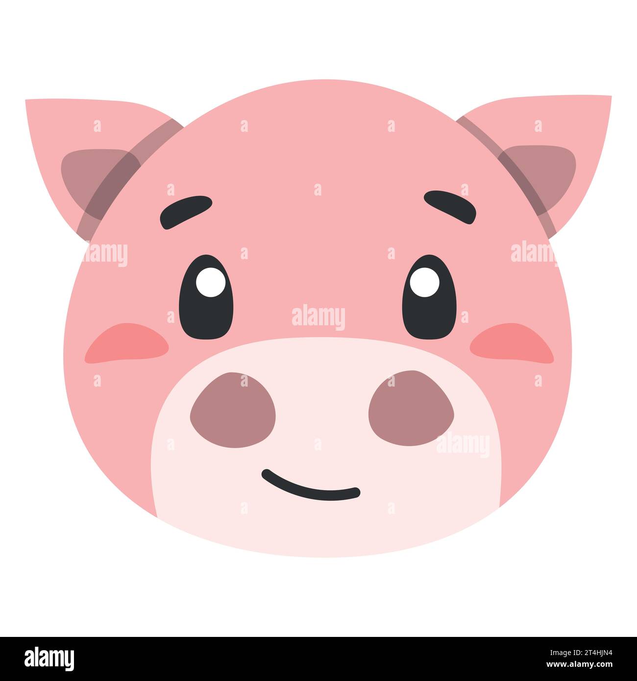 cute animal pink pig icon, flat illustration for your design flat style ...