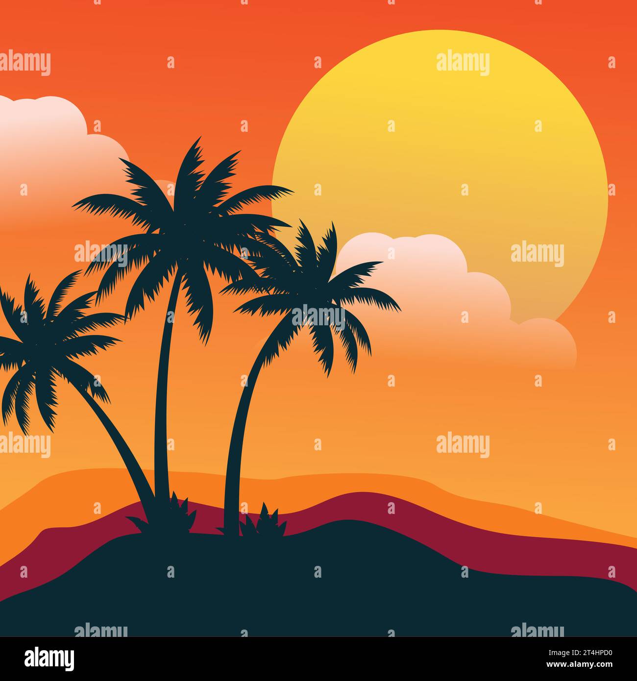 Beach sunset background design template Royalty Free Vector Stock ...