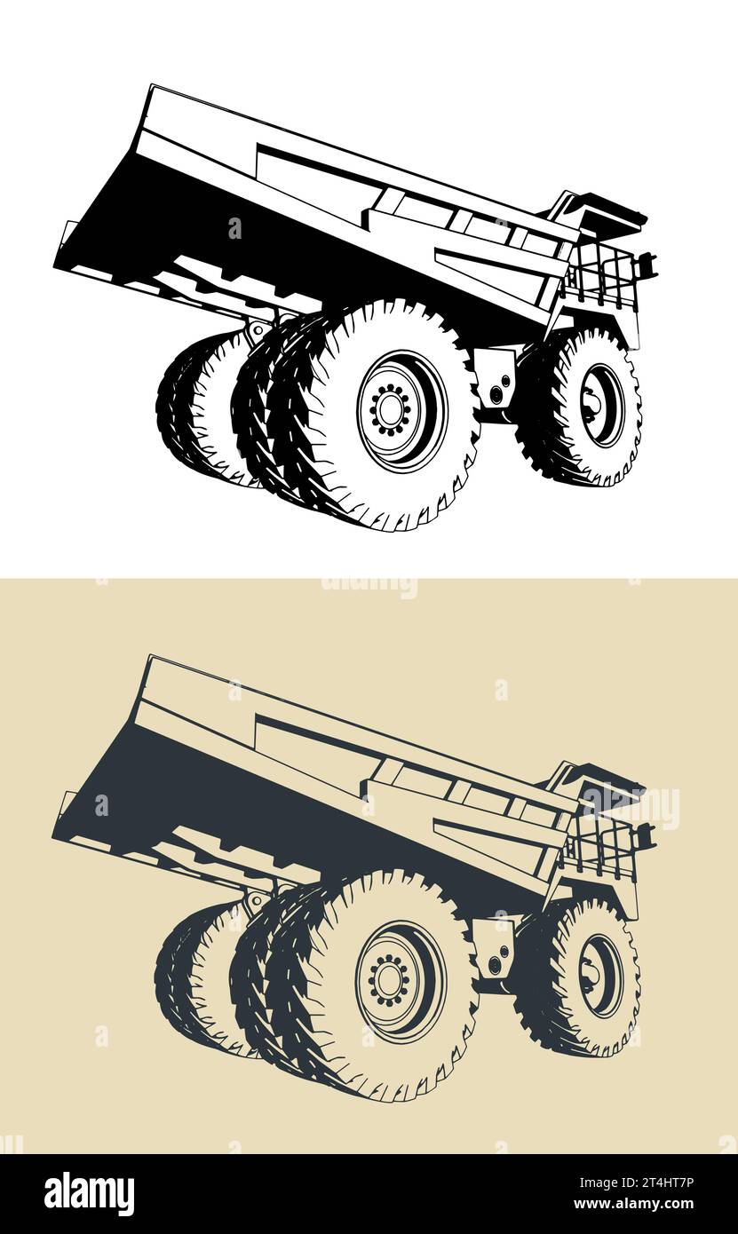 Stylized vector illustrations of huge mining dump truck Stock Vector ...