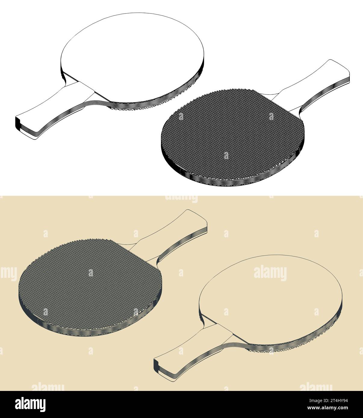 Stylized vector illustrations of rackets for table tennis Stock Vector