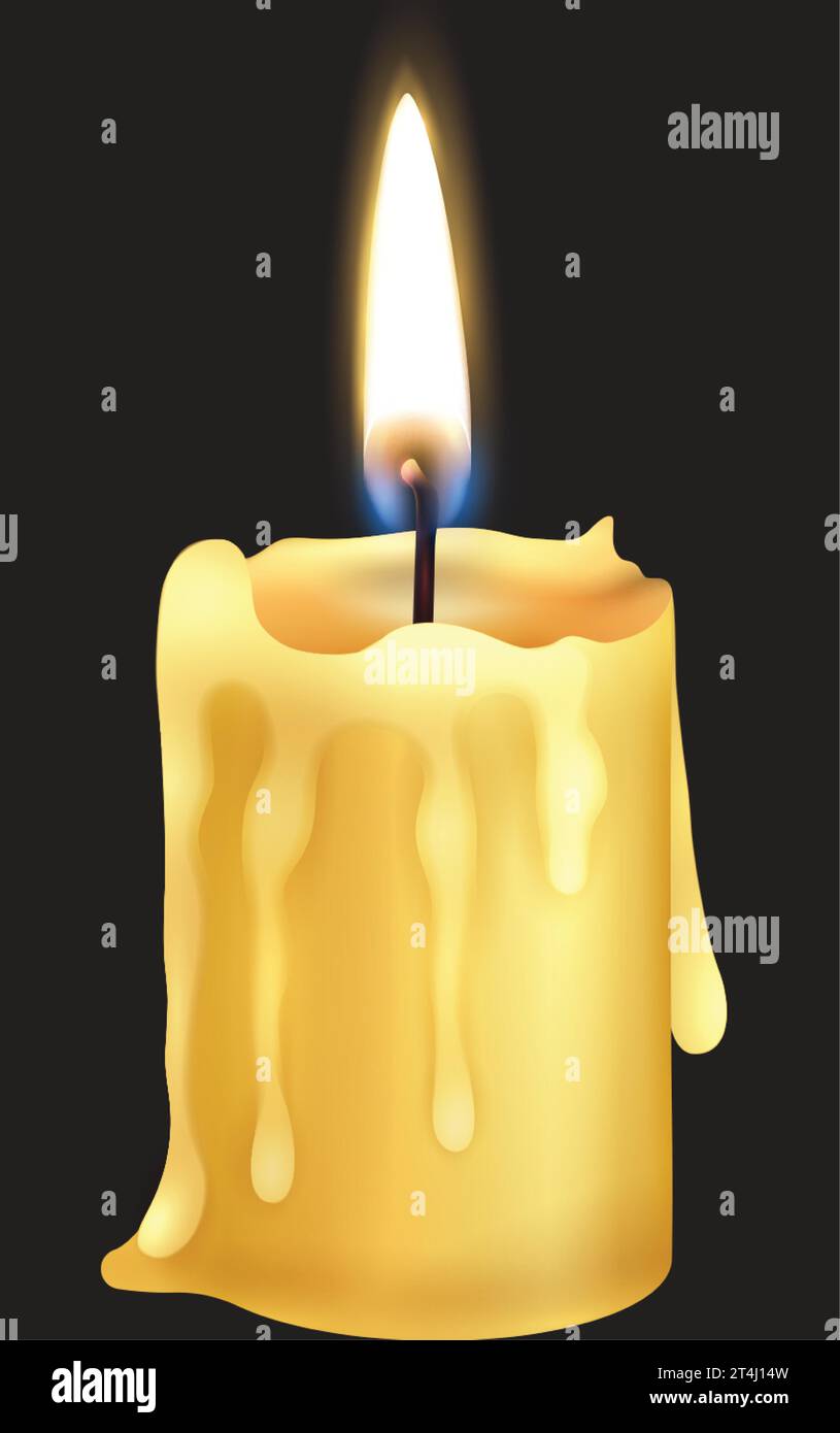 Candle flame close up on a black background eps Vector Image Stock ...