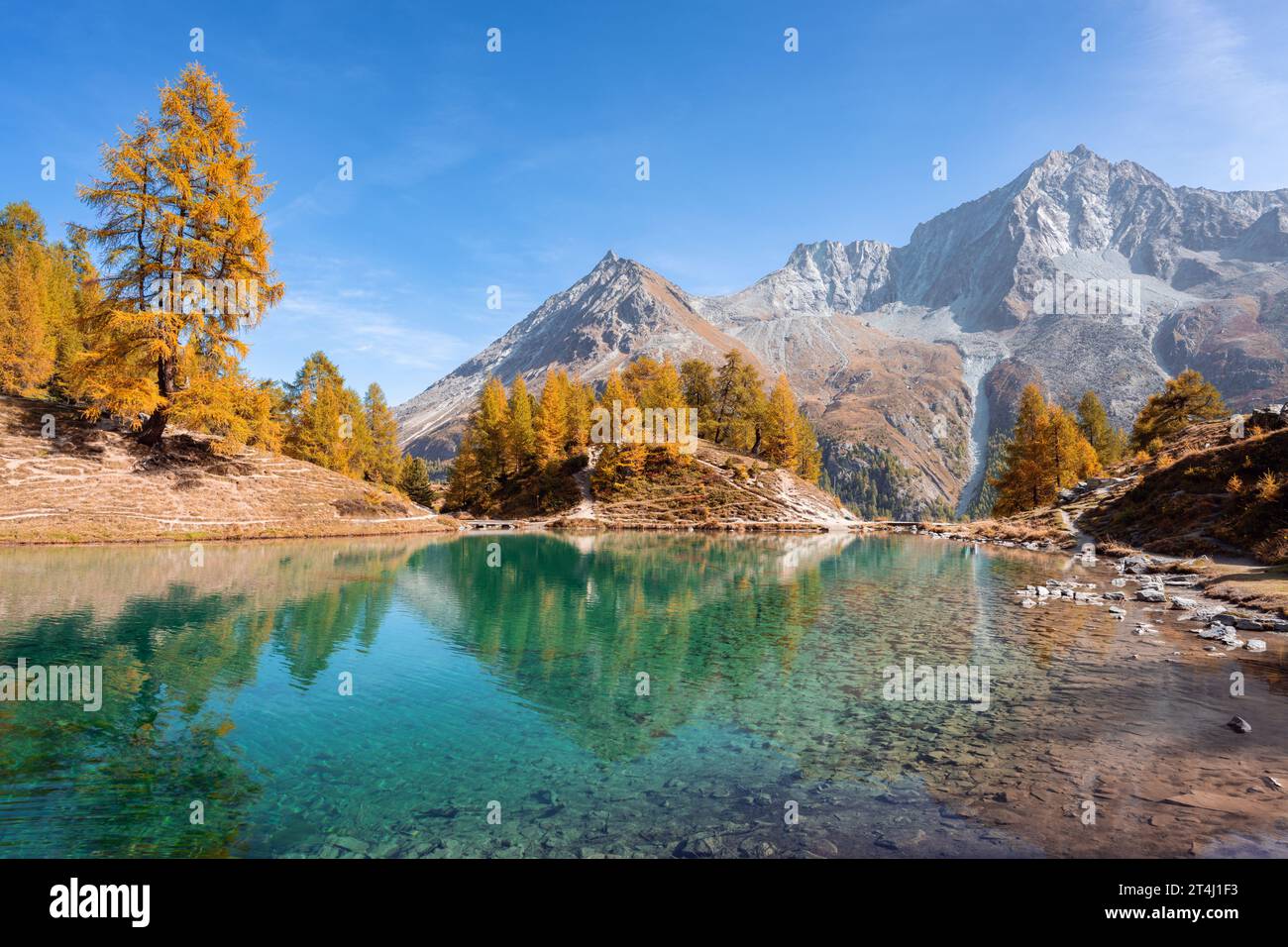 Lac Bleu in Arolla, Switzerland at the bottom of the Val d'Hérens Stock