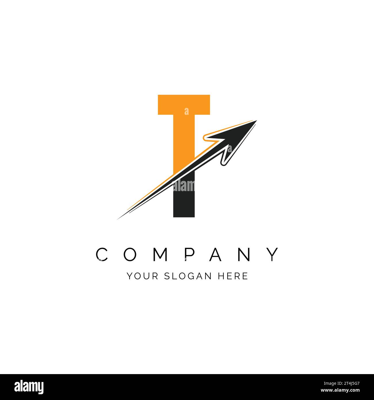 T Letter with Arrow Logo Template Illustration. T Alphabet Concept Design Modern Vector Monogram Icon Stock Vector