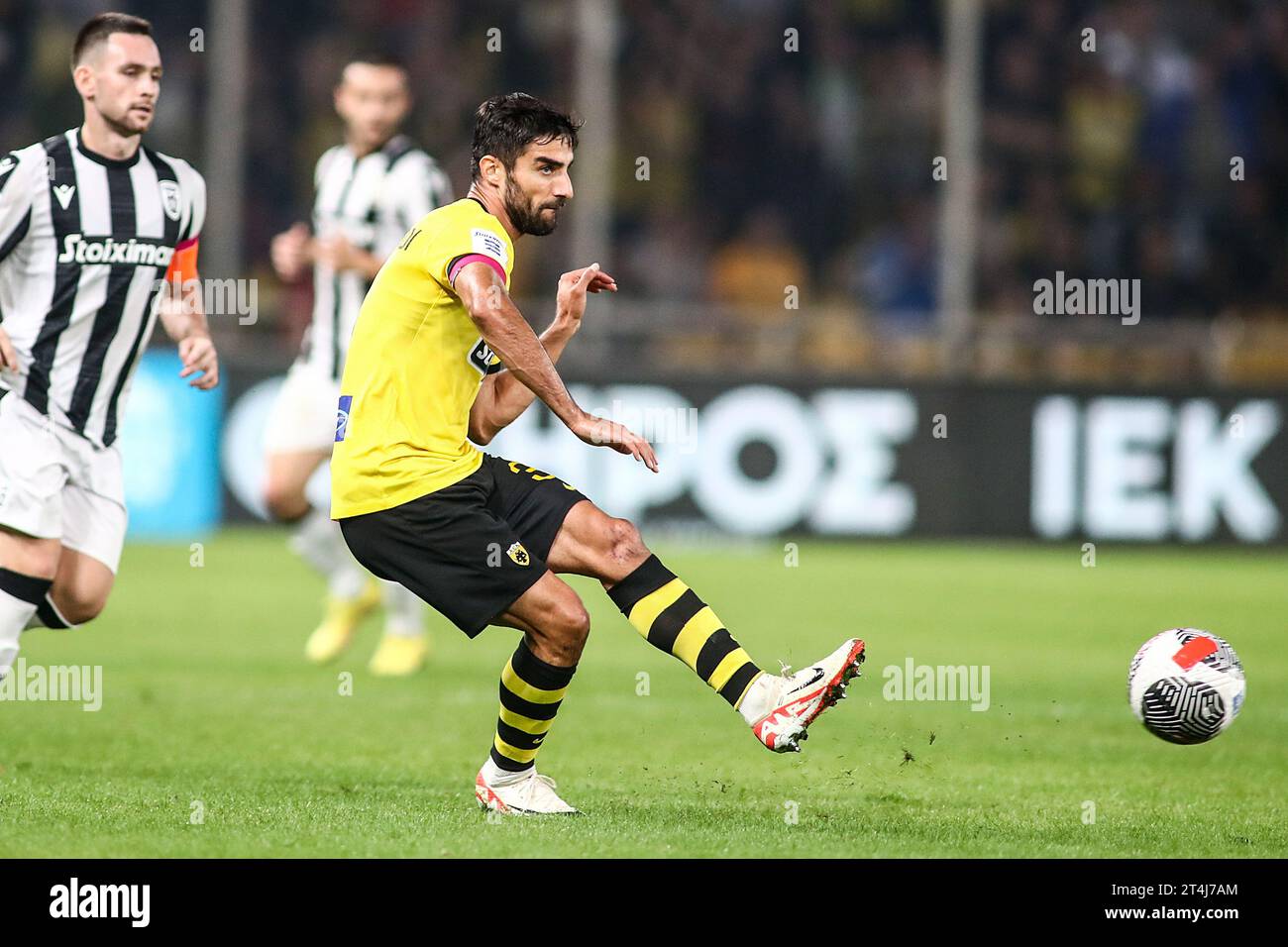 Athens, Greece. 30th Oct, 2023. AEK's Milad Mohammadi in action during a Greek Superleague match between AEK FC and PAOK FC. (Credit Image: © Giannis Papanikos/ZUMA Press Wire) EDITORIAL USAGE ONLY! Not for Commercial USAGE! Stock Photo