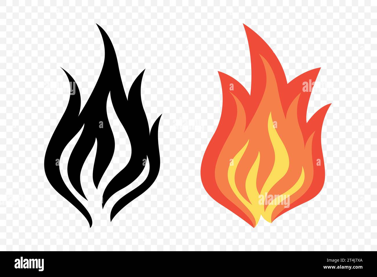 Flat Vector Fire Flame Icon Set. Campfire Shape Sign, Isolated. Bonfire ...