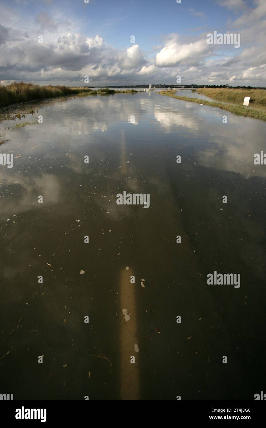 Mersea Island, Essex, UK. 31st Oct, 2023. An extremely high tide cut off the Essex island of