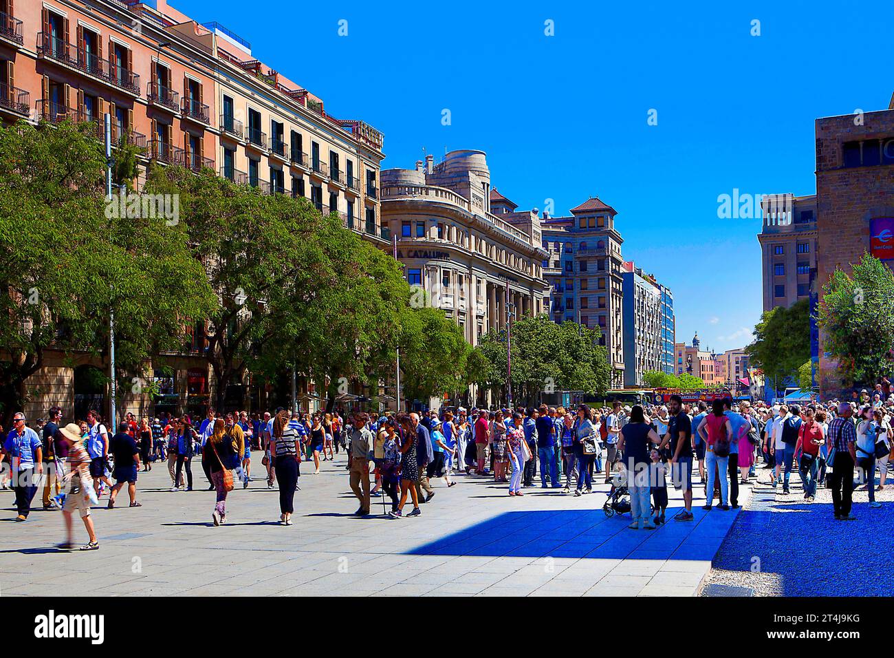 La Rambla is a famous street in Barcelona, Spain. Stock Photo