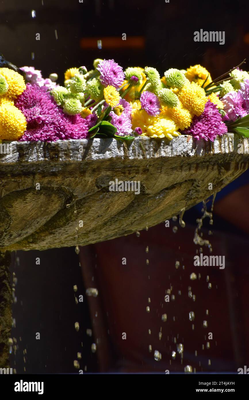 Flower fountain in Tlaquepaque Stock Photo