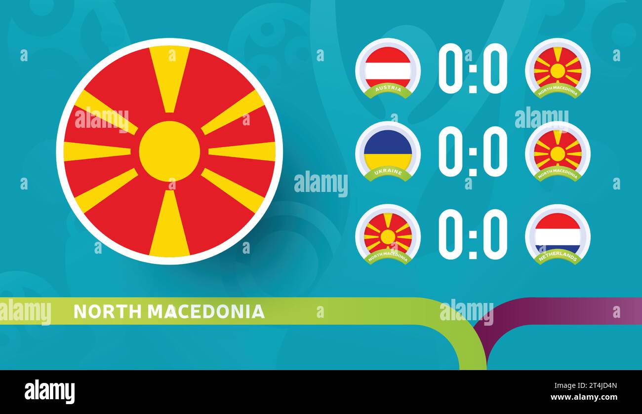 North macedonia national team schedule matches Vector Image Stock