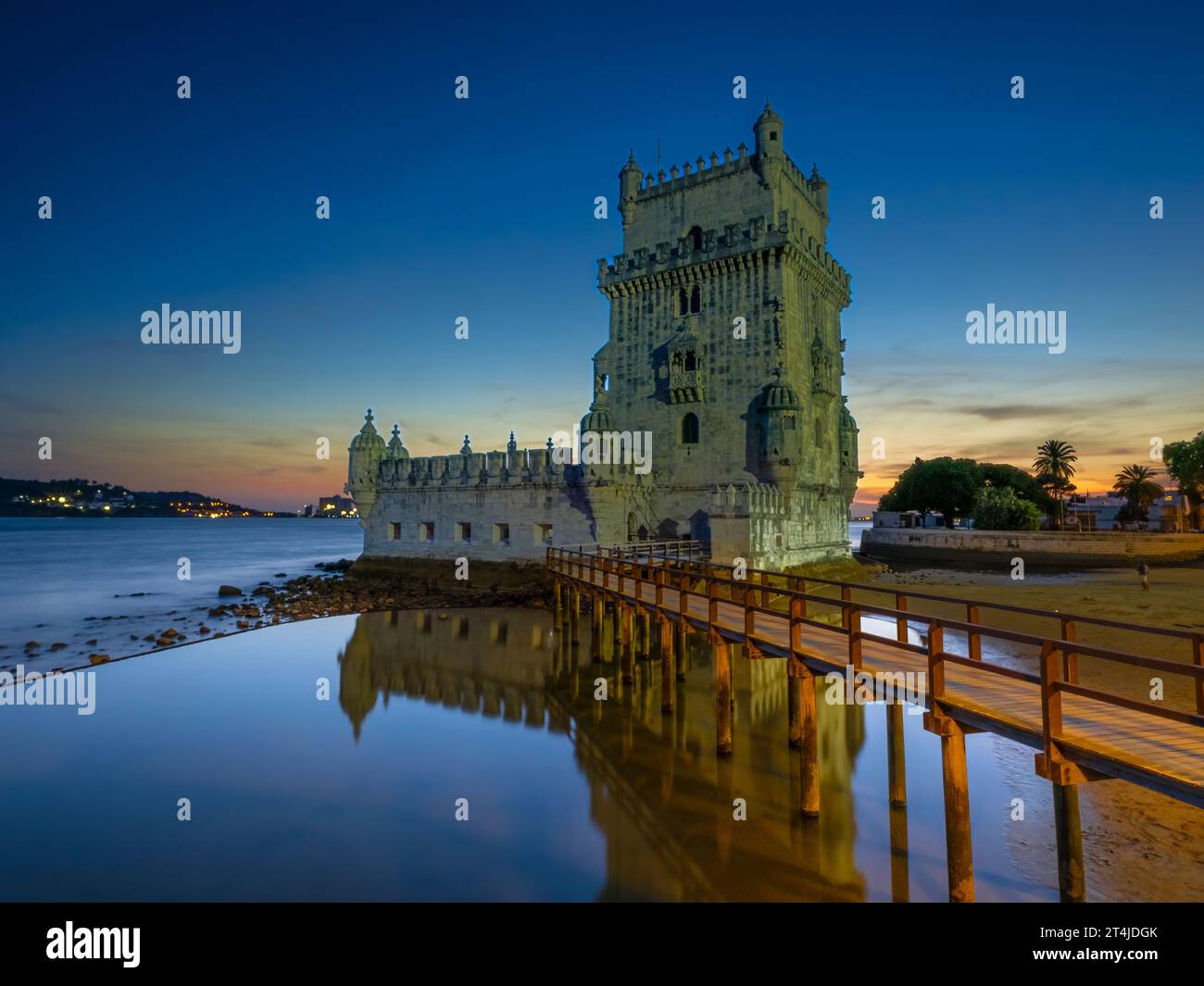Belém Tower on the Tagus River built between 1514 and 1520  in the parish of  Santa Maria de Belém, municipality of Lisbon Portugal Stock Photo