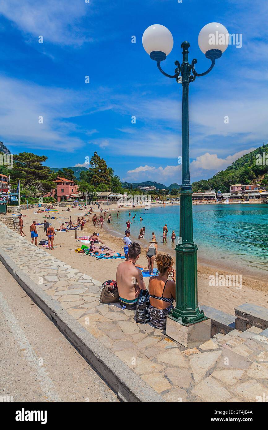 Roadside Beach in Corfu, Greece Stock Photo
