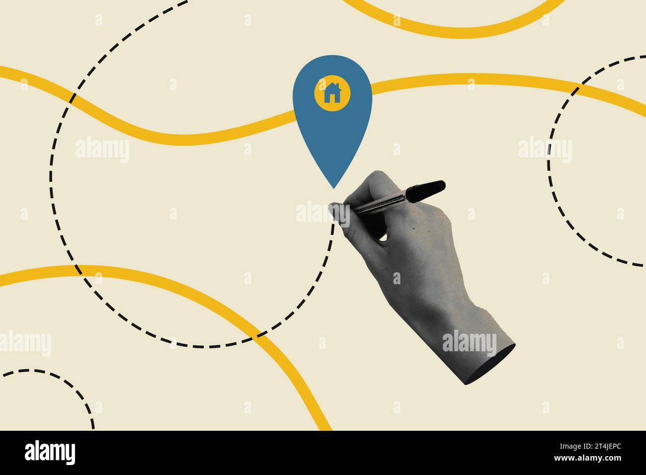 Yellow line route map hi-res stock photography and images - Alamy
