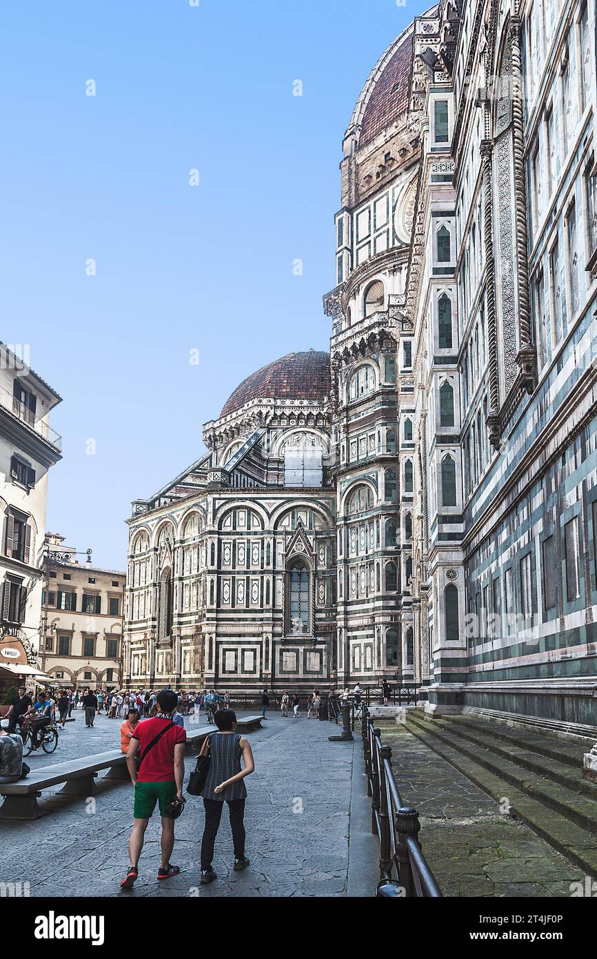The Facade of Duomo Cathedral Church in Florence, Italy. Stock Photo
