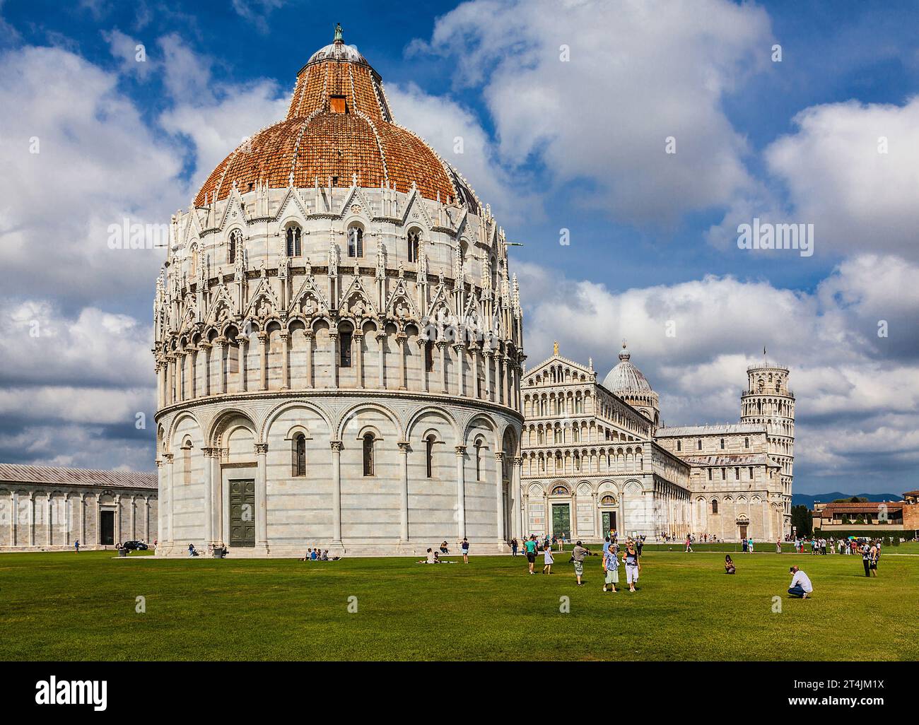 A view of the cathedral in Tuscany, right next to the leaning tower of Pisa. Stock Photo