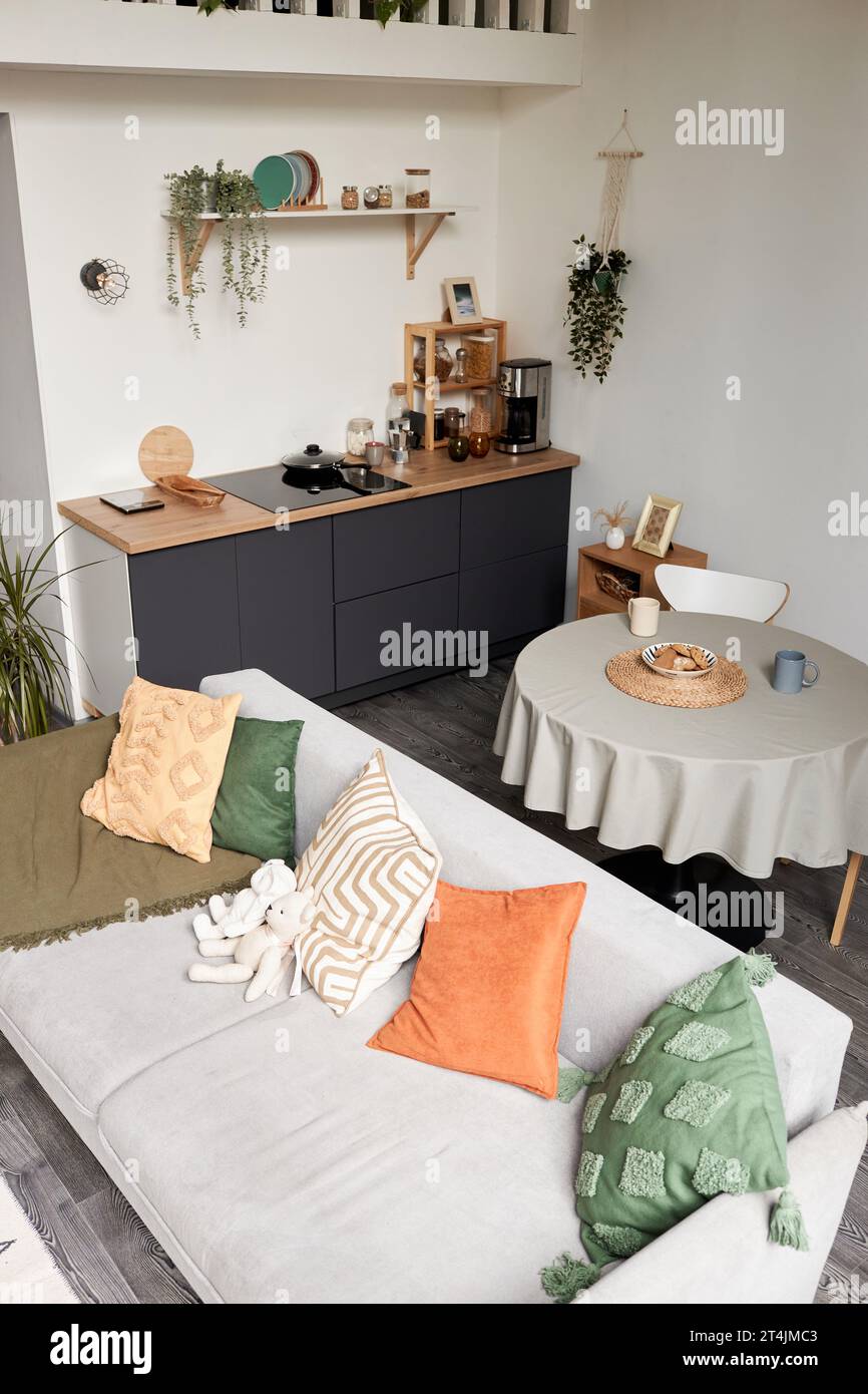 https://c8.alamy.com/comp/2T4JMC3/high-angle-view-at-small-studio-apartment-interior-with-cozy-and-simple-design-copy-space-2T4JMC3.jpg