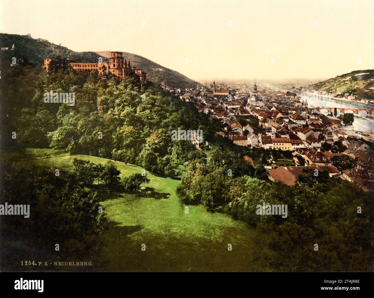 Heidelberg, seen from the Terrace, Germany, ca. 1895  Photochrom print by Photoglob Zürich, between 1890 and 1900. Stock Photo