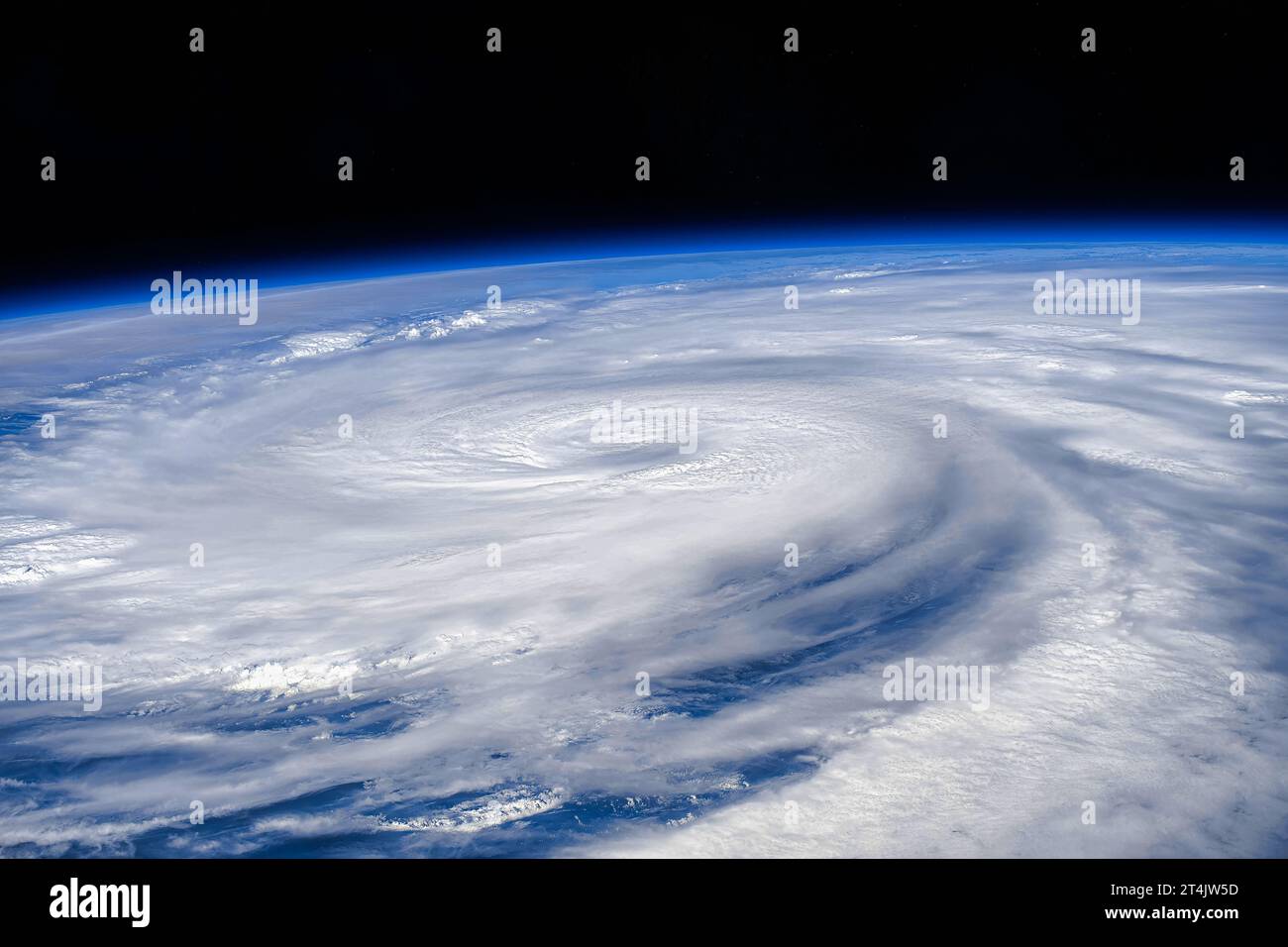 Storm, cyclone, hurricane. Digital enhancement of an image by NASA. Stock Photo