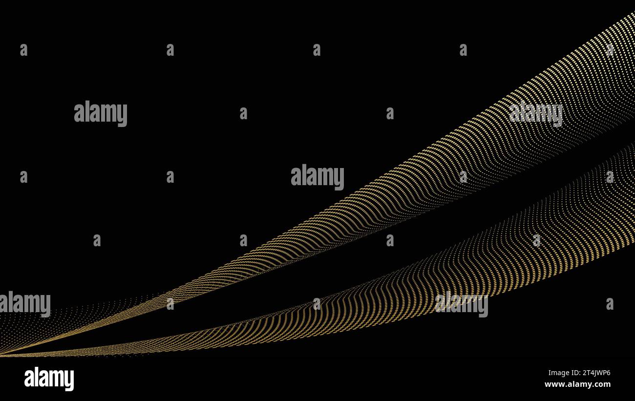 Abstract geometric technology background. Gold dotted curve or wave. Stock Vector