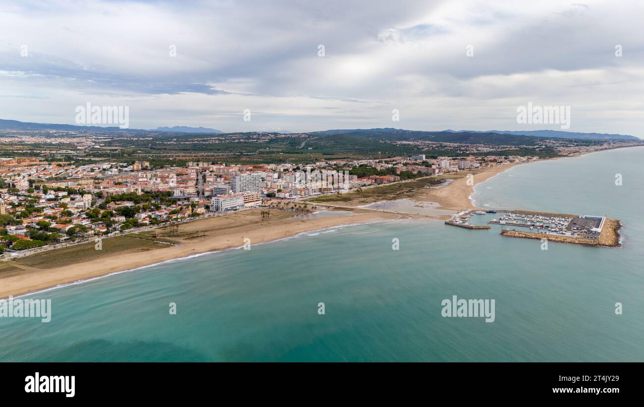 Aerial drone photo of the Spanish coastal town named Coma-Ruga in ...