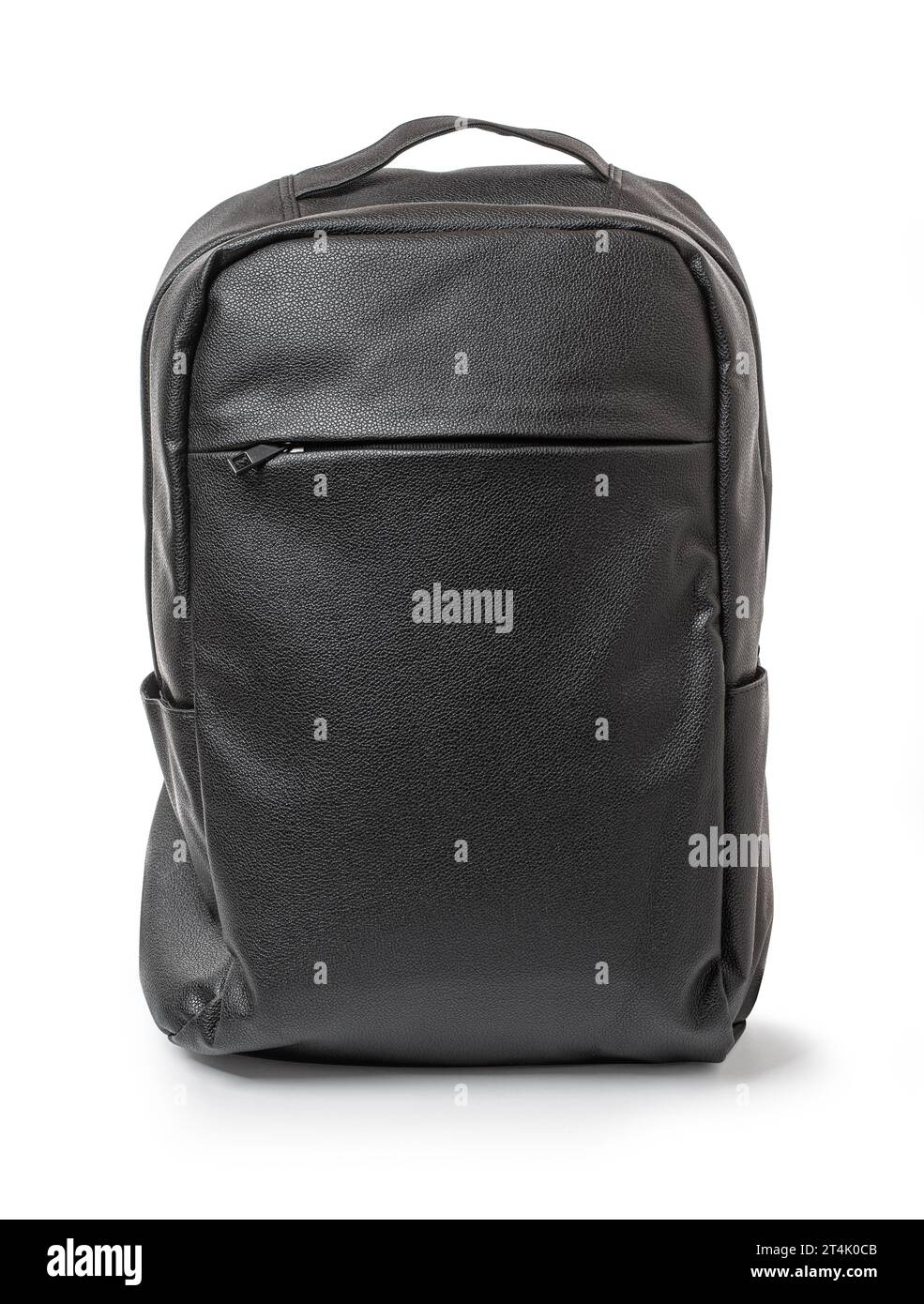 Black leather casual backpack isolated on white background with clipping path Stock Photo