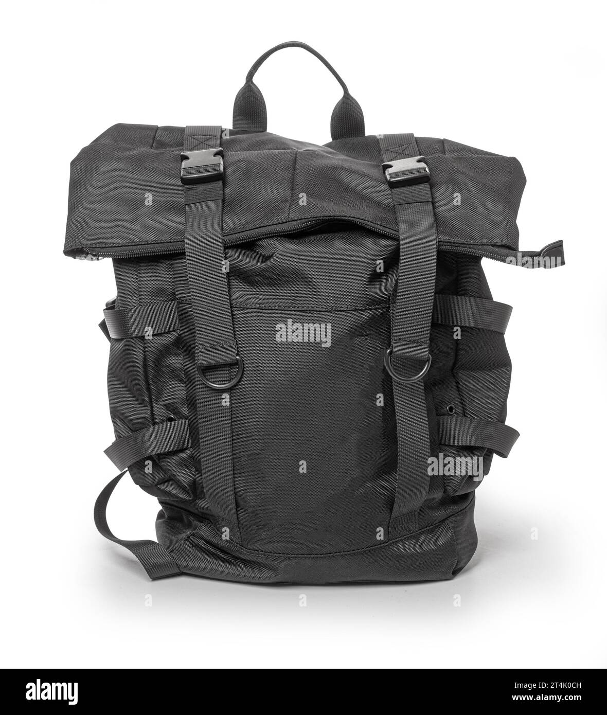 Black Modern Backpack isolated on white background with clipping path Stock Photo