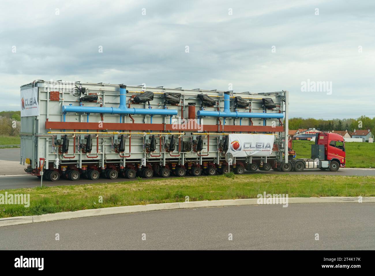 Montbeliard, France - April 28, 2023: A large truck is driving along the highway. Stock Photo