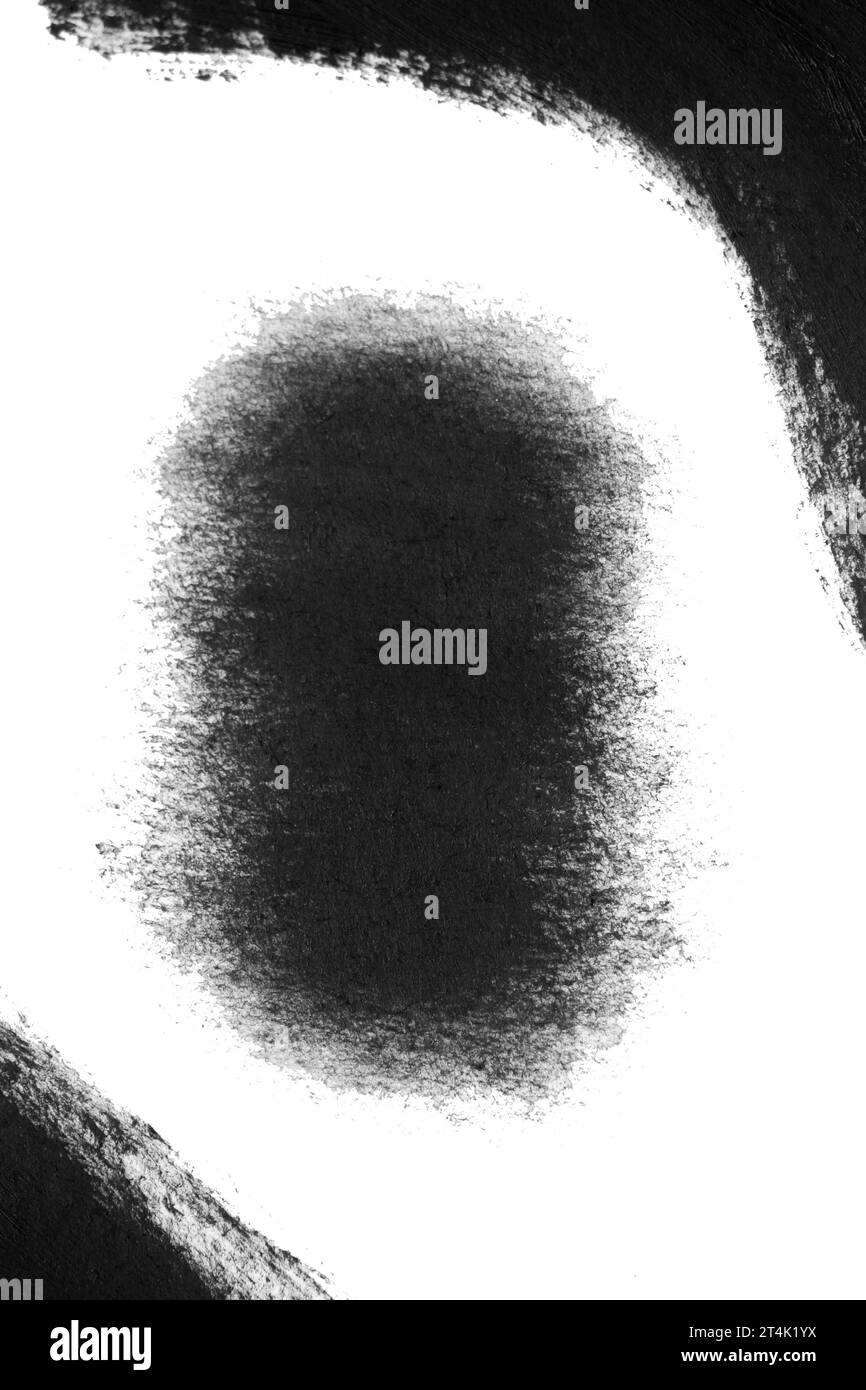 Abstract brush strokes of black paint on white surface. Different
