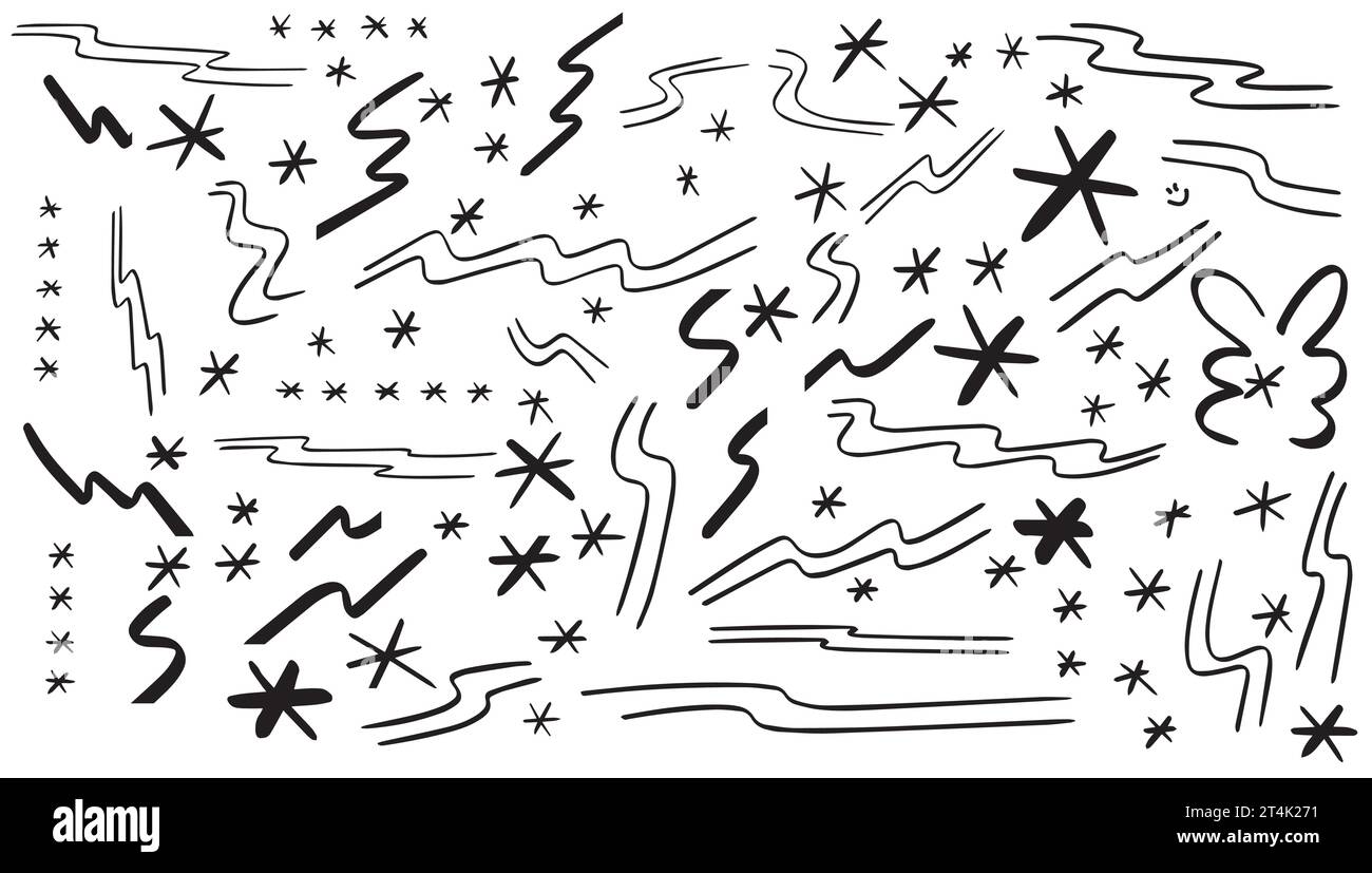 Hand draw elements lettering stars lines stripes Vector Image Stock ...