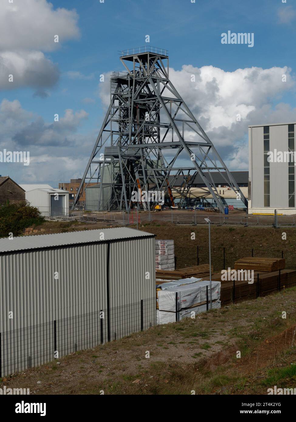 South Crofty Tin mine located at Pool near Camborne. The last tin mine to close in Cornwall is reborn in 2023. The historic mine ceased to be profitab Stock Photo