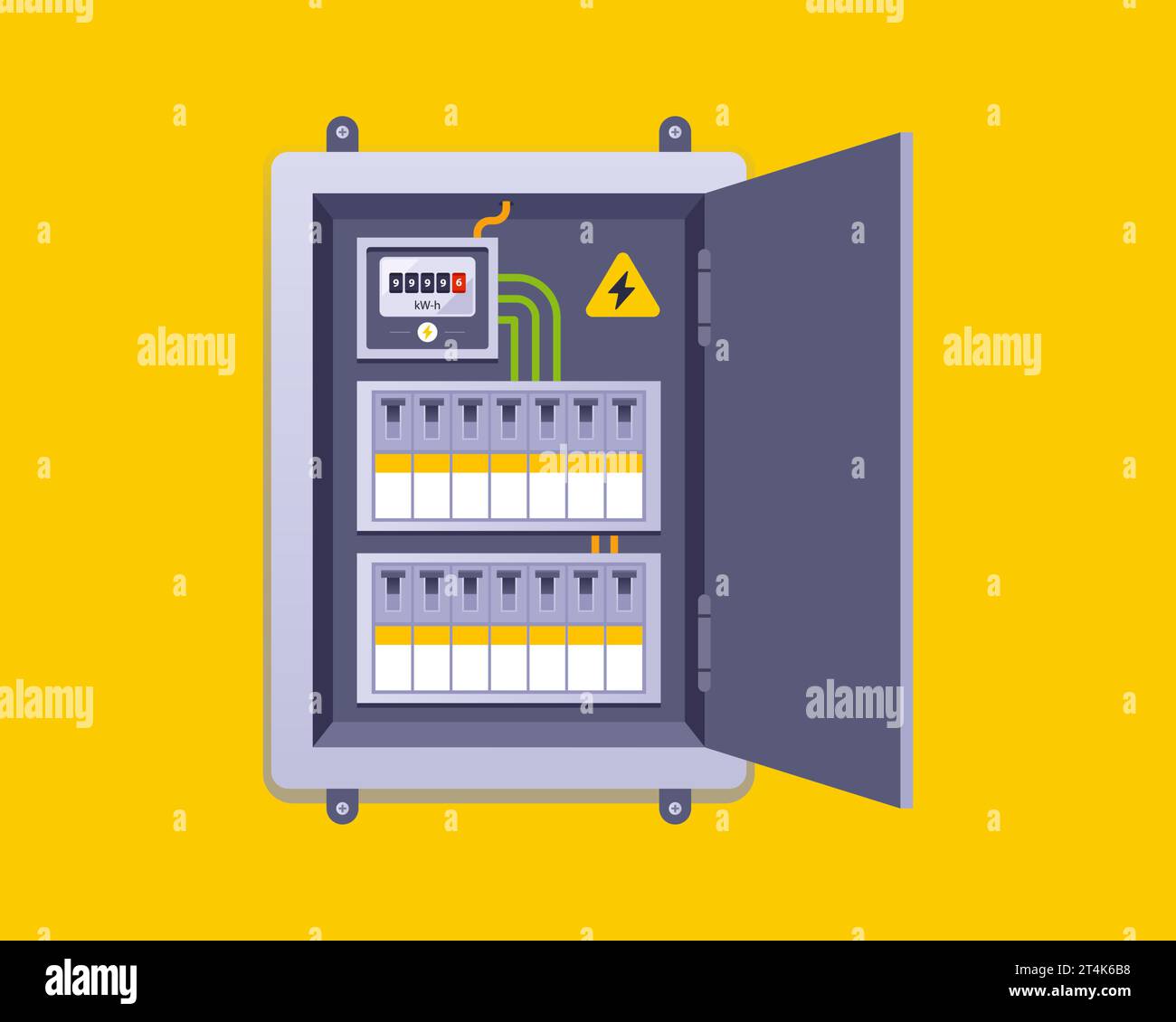 electrical panel for turning lights on and off. flat vector illustration. Stock Vector