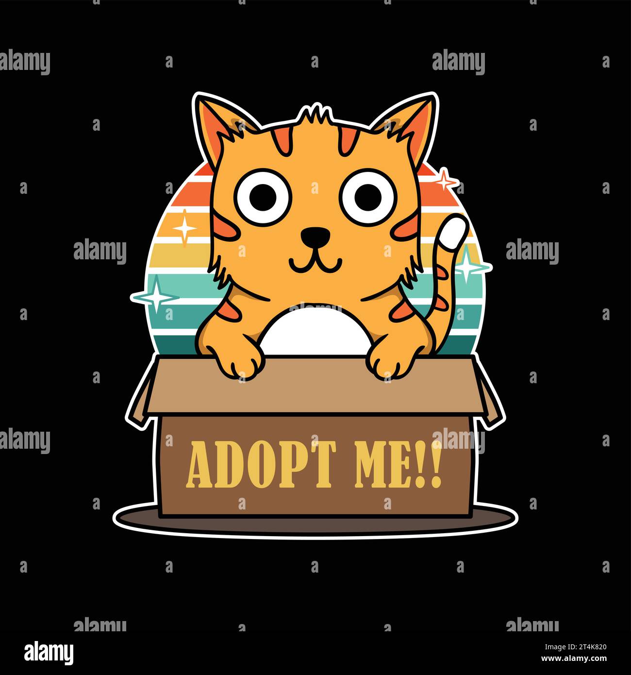Funny cat hold box sign adopt me Royalty Free Vector Image Stock Vector ...