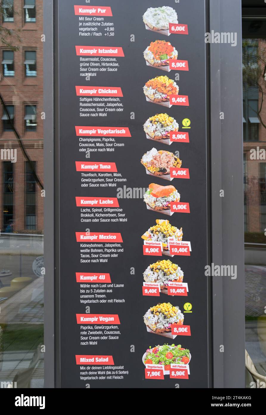 Restaurant, Menü, Tafel, Kumpir, Kartoffeln, Hafencity, Hamburg, Deutschland Stock Photo