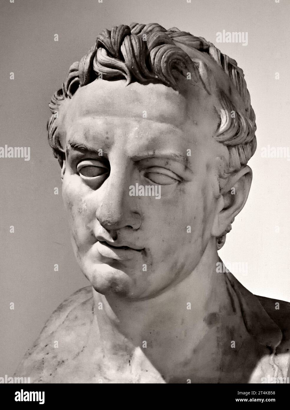 Ptolemy III Euergetes (282-222 BC). King of Egypt. Bust. Marble. Roman copy of an original of the 3rd century BC. Rectangular peristyle. Villa of the Papyri, Herculaneum. ( third century AD)                                  National Archaeological Museum of Naples Italy. Stock Photo