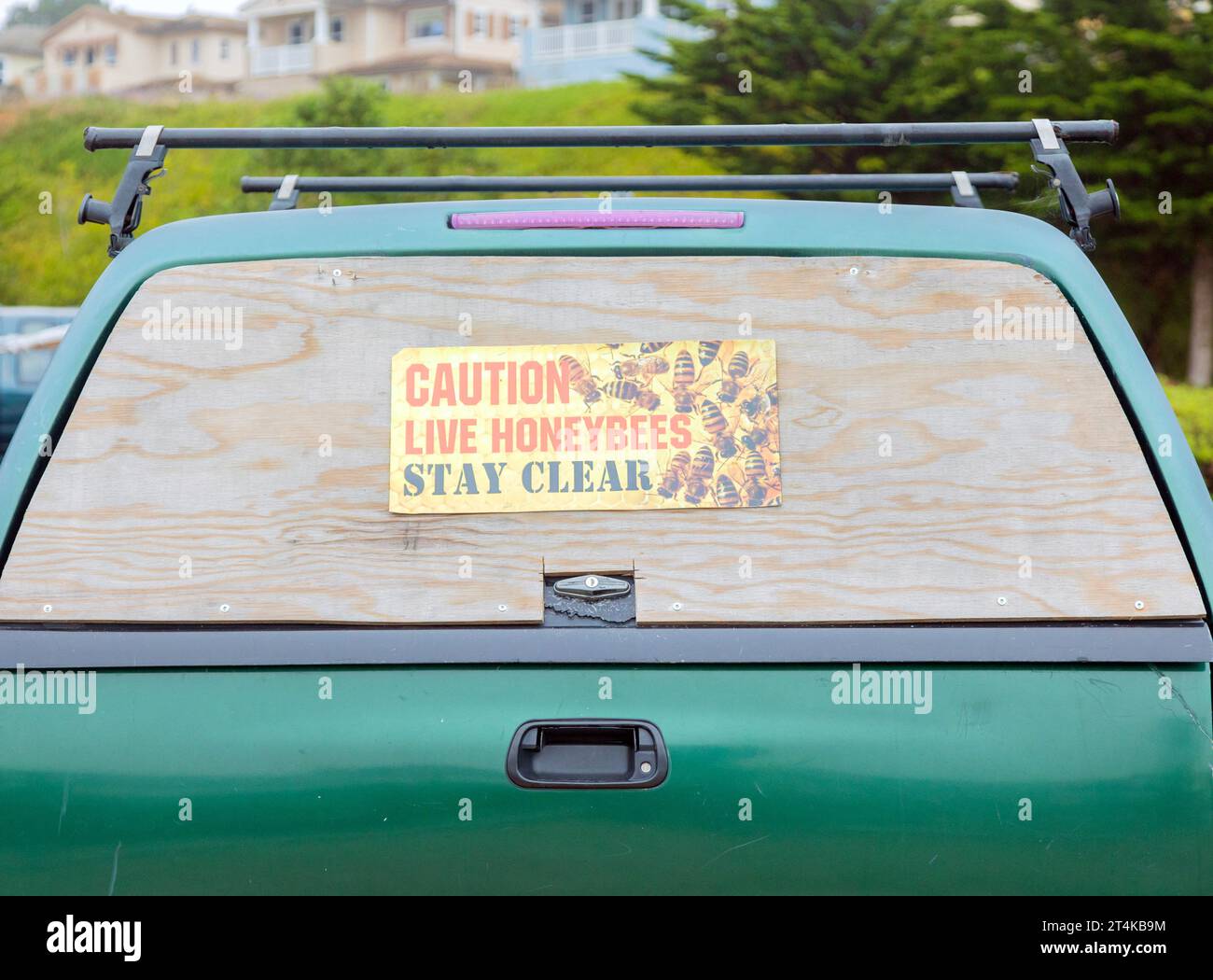 Warning sign of back window of car hires stock photography and images Alamy