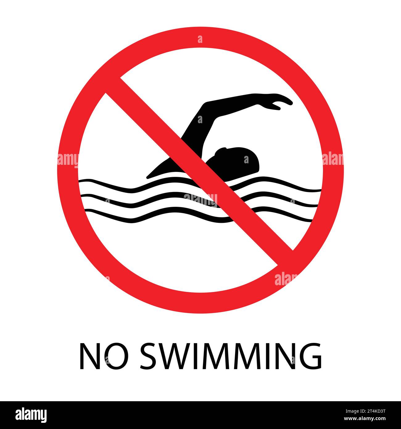 No swimming sign sticker with text inscription Vector Image Stock