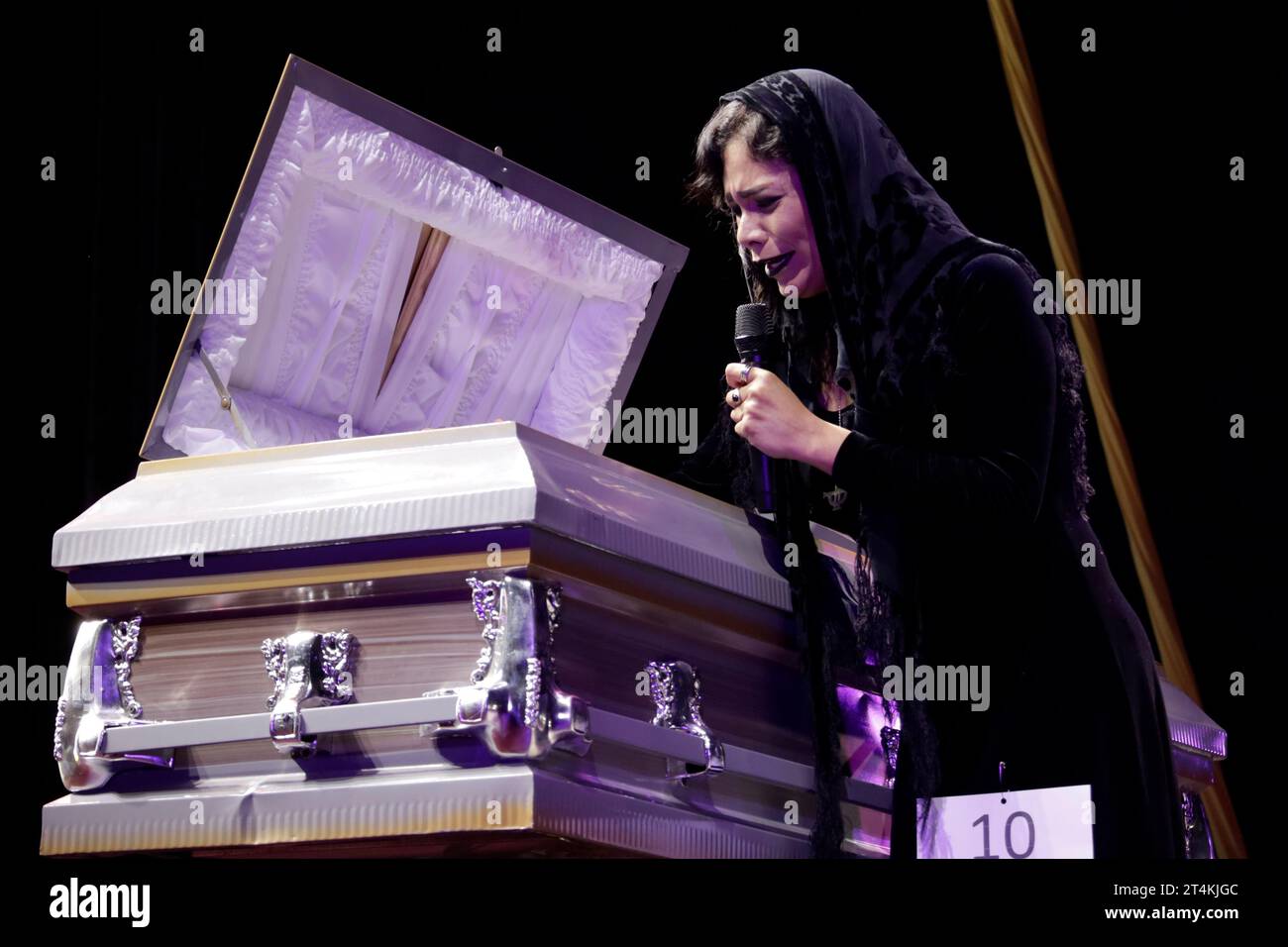 Non Exclusive: October 30, 2023, Municipality of San Juan del Rio, State of Queretaro, Mexico: Women participate in the XVII National Contest of Mourn Stock Photo