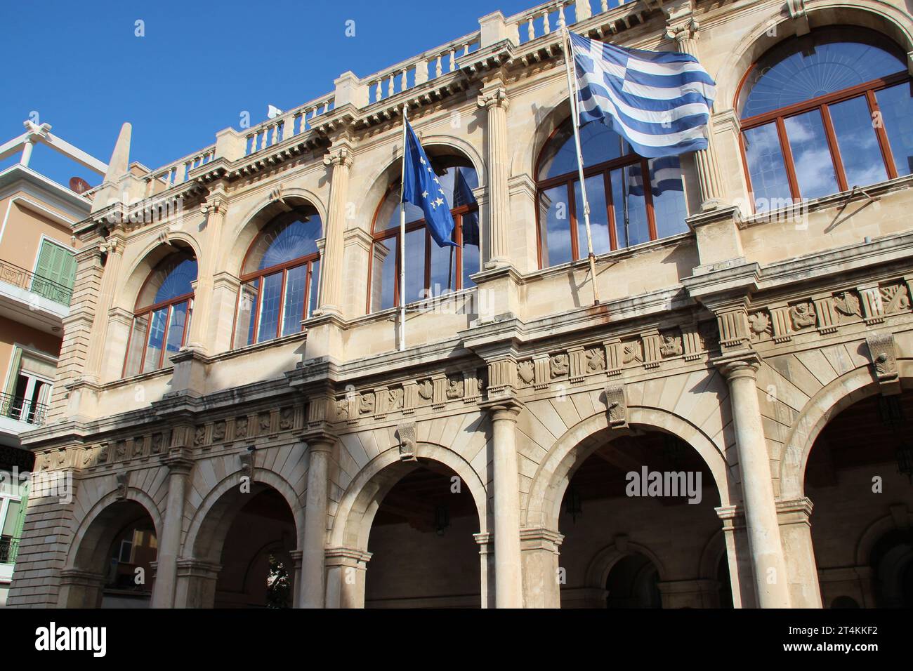town hall (venitian loggia) in heraklion in crete in greece Stock Photo